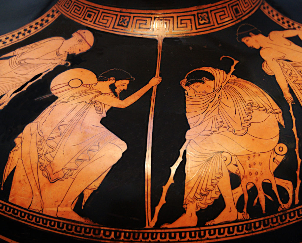 The Embassy to Achilles, with Odysseus (left) and Achilles (right),