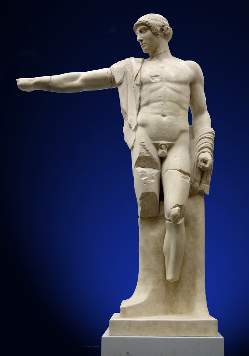 The figure of “Apollo” from the west pediment of the Temple of Zeus in Olympia