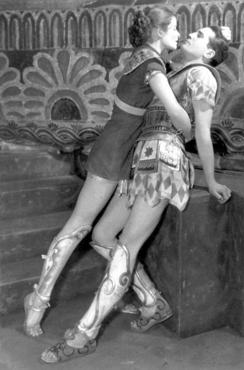 Katharine Hepburn as Antiope and Colin Keith-Johnston as Theseus in the 1932 Broadway production of Julian Thompson’s The Warrior’s Husband. Image via.