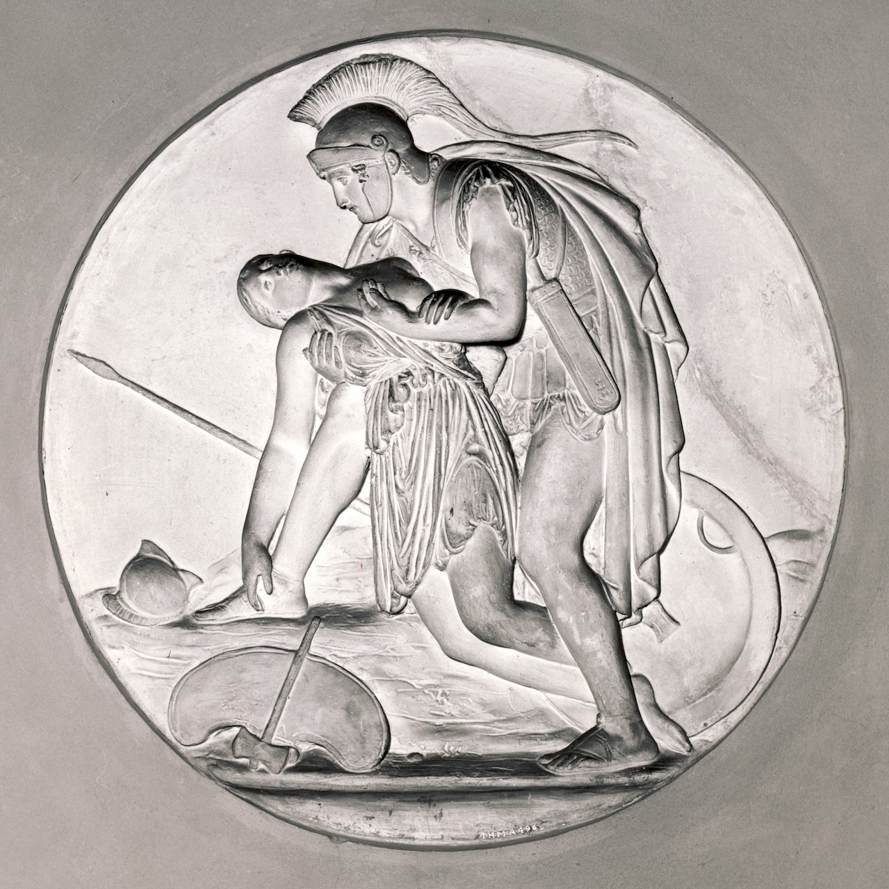 Achilles and Penthesileia. Plaster medallion (1837), by Bertel Thorvaldsen (Danish, 1770–1844). Image via Wikimedia Commons.