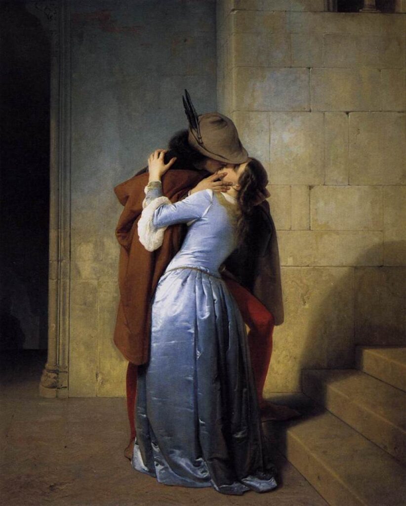 The Kiss (1859). Francesco Hayez (1791–1881).